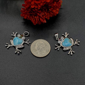 Colgante de Larimar en forma de Rana. Plata 925