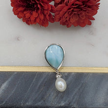 Load image into Gallery viewer, Colgante Larimar con perla, Plata 925
