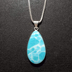 Colgante de Larimar (Piedra del Balance) Plata 925 con cadena de plata 925 (22inch)