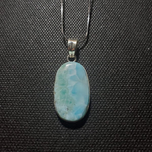 Colgante de Larimar (Piedra del Balance) Plata 925 con cadena de plata 925 (18inch.)