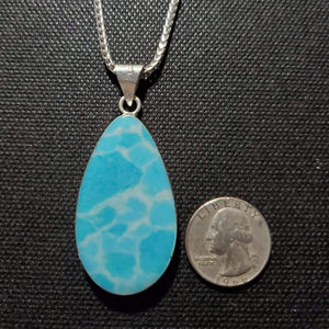 Colgante de Larimar (Piedra del Balance) Plata 925 con cadena de plata 925 (22inch)